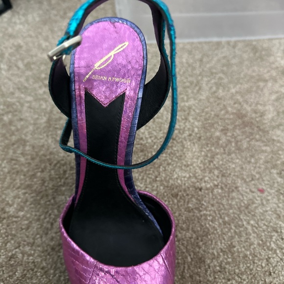 Brian Atwood Pink and Teal Strappy Heels - Picture 2 of 3